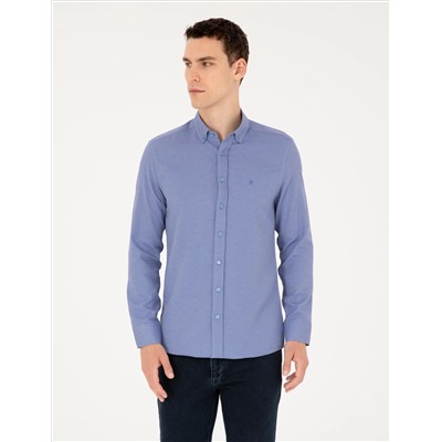 Blue Oxford Slim Fit рубашка с длинным рукавом