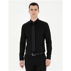 Черный бывший Slim Fit Основная рубашка с длинным рукавом