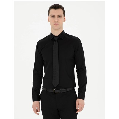 Черный бывший Slim Fit Основная рубашка с длинным рукавом