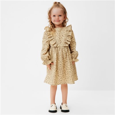 Платье для девочки MINAKU: Cotton collection цвет бежевый, рост 110 см