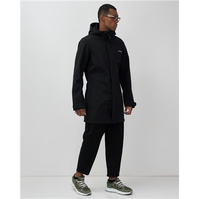 Парка спортивная мужская с капюшоном softshell черного цвета 9565Ch