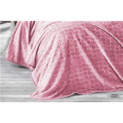 Плед EVLEN Super Soft СЕРДЦЕ 180*240 в коробке п/э Р 945 пудровый (Акция)