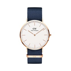 Reloj de cuarzo de tela nato Classic Bayswater 36 mm - Azul y dorado
