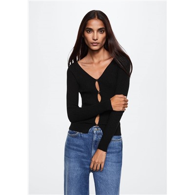 Cárdigan canalé botones -  Mujer | MANGO OUTLET España