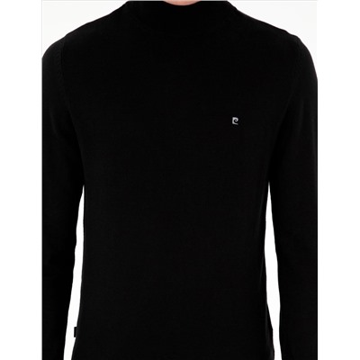 Black Slim Fit Half Fisherman воротник базовый вязаный свитер