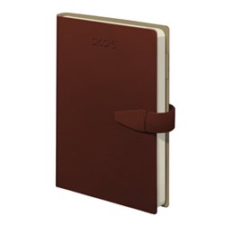 Ежедневник датированный 2025, А5, 143x218 мм, BRAUBERG "Journal", под кожу, застежка, органайзер, коричневый, 115883