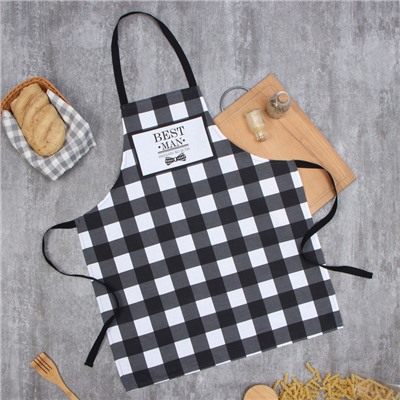 Фартук Доляна Best man black, 70×60 см, рогожка,100% хл, 160 г/м²