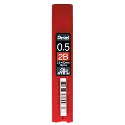 Грифели запасные 0,5 мм, 2B, PENTEL (Япония), КОМПЛЕКТ 12 штук, "Ain Stein", C275S-2B