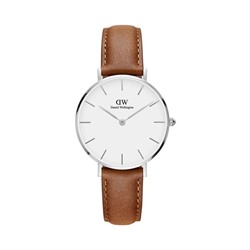Reloj de cuarzo de piel Petite Durham - Marrón claro y plateado