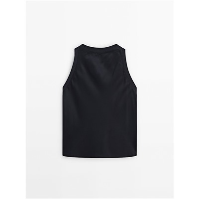 Top satinado detalle rib