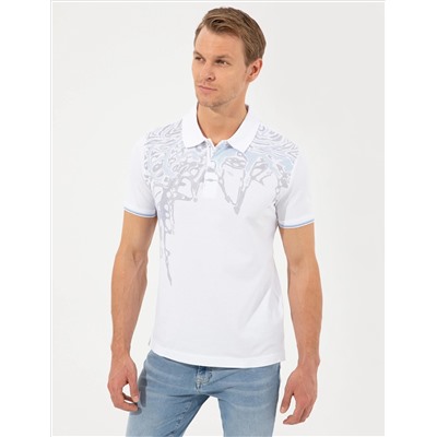 Белая стройная печать Polo Yaka T -For