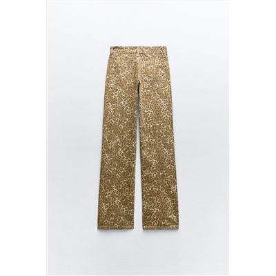 JEANS TRF WIDE LEG TIRO MEDIO ESTAMPADO ANIMAL