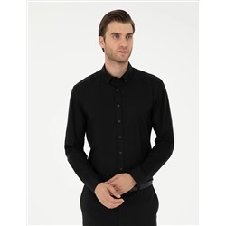 Black Slim Fit рубашка с длинным рукавом