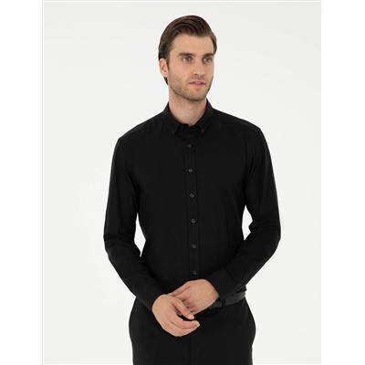 Black Slim Fit рубашка с длинным рукавом
