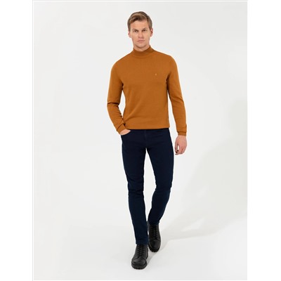 Brown Slim Fit Half Fisherman воротник базовый трикотажный свитер