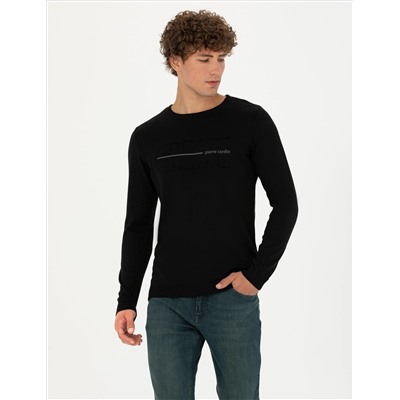 Black Slim Fit Bike Yaka Knitwear свитер
