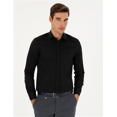 Black Slim Fit рубашка с длинным рукавом Amelor