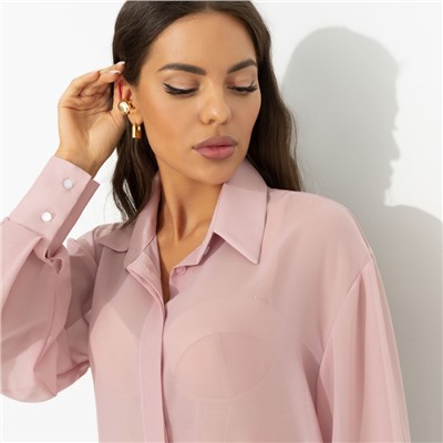 Рубашка из полупрозрачной ткани, Стильный вайб (pink)