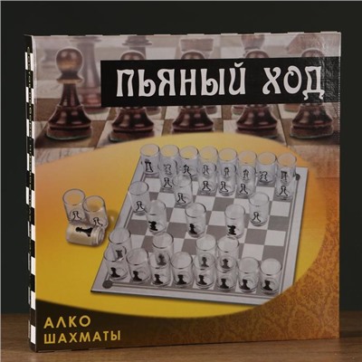 Настольная игра для взрослых «Пьяные шахматы», алкогольная, 32 рюмки, поле 35×35 см