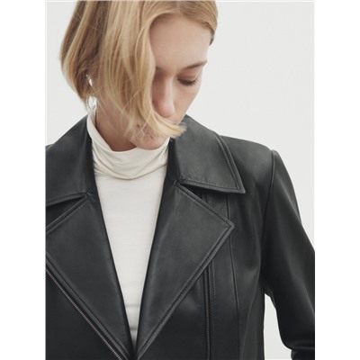 Cazadora biker piel negra