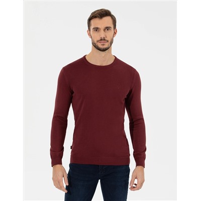 Bordeaux Slim Fit Bicycle Neck Basic Knitwear Казах