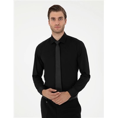 Черный бывший Slim Fit Основная рубашка с длинным рукавом