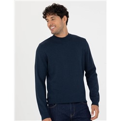 Navy Blue Melanj Slim Fit Half Fisherman воротник Основной вязаный свитер
