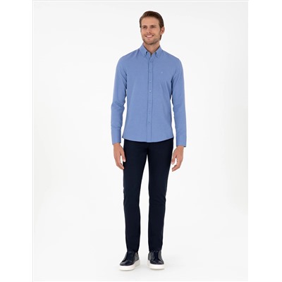 Blue Oxford Slim Fit рубашка с длинным рукавом