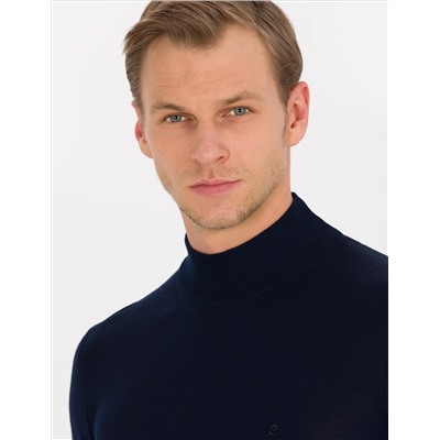 Navy Blue Slim Fit Half Fisherman воротнич