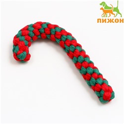Игрушка для собак канатная "Новогодний леденец", до 15 см, до 60 г, зелёная/красная