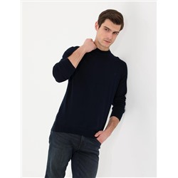 Navy Blue Slim Fit Half Fisherman воротник базовый трикотажный свитер