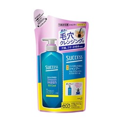 KAO Мужской шампунь-кондиционер "Success" для глубокого очищения кожи головы, удаления неприятного запаха и шелушения «Гладкость и охлаждение 2в1» 320 мл, сменная упаковка / 18