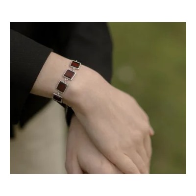 Браслет серебряный с янтарём W9200RV
