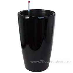 Кашпо PLANTA VITA "Vase Silk black" с автополивом (пластик), D33xH57 см