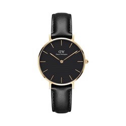 Reloj de cuarzo de piel y chapado en oro amarillo Petite Sheffield