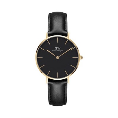Reloj de cuarzo de piel y chapado en oro amarillo Petite Sheffield