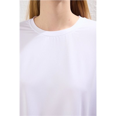 Белая микроэлемент спортивная вязаная футболка THMSS25TS00001
