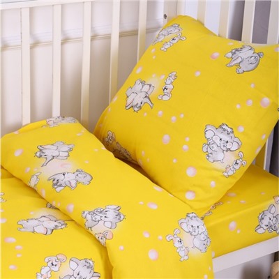 Постельное бельё BABY Мамонтенок жёлтый 112х147см, 110х150см, 60х60см, бязь 120г/м, , хлопок 100%