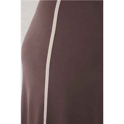 Brown v -neck модальный гибкий вязаный вязание литья Большой размер платье TBBSS25AH00207