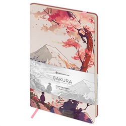 Записная книжка А5 80л. ЛАЙТ, кожзам, Greenwich Line "Sakura. Lonely mountain", с резинкой, тиснение фольгой, блок в линию