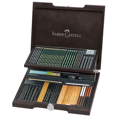 Набор художественных изделий Faber-Castell "Pitt Monochrome", 85 предметов, дерев. коробка