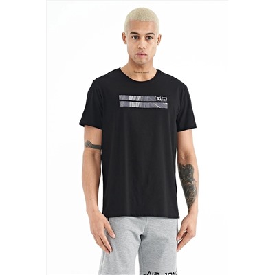 Черная мужская футболка с круглым вырезом Peter — 88204 A11ER-88204