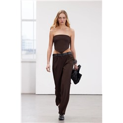 Ограниченная серия Brown Wide Leg Aruged Teachving Bants Twoss24pl00104