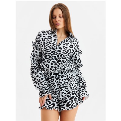 Комплект домашний женский (рубашка, шорты) KAFTAN «Муслин: leopard» размер 44-46