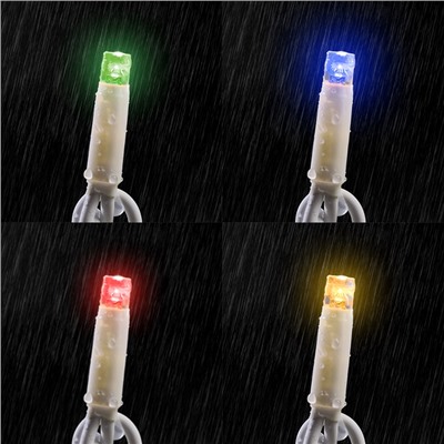 Гирлянда "Бахрома" 3 х 0.6 м , IP65, УМС, белая нить каучук, 108 LED, свечение мульти, 220 В