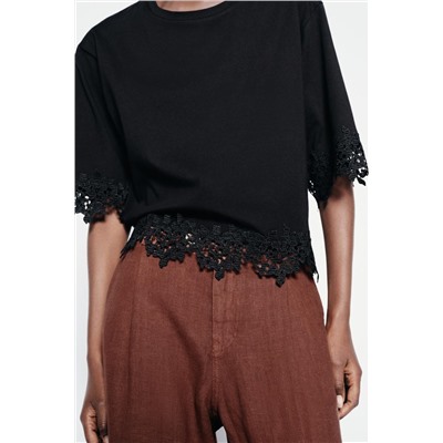 LACE COTTON T-SHIRT