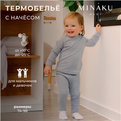 Комплект детский термо (джемпер, брюки)  MINAKU, цвет серый меланж, рост 92-98 см