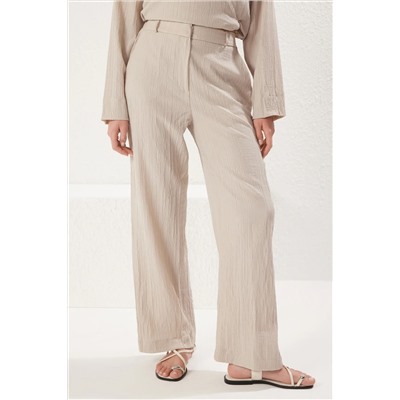 Берег Beige Cruve Подробные блузки и брюки, сплетенные, перевернутые набор Twoss25au00042