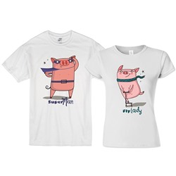 Парные футболки "SuperMan and FlyLady" pig
