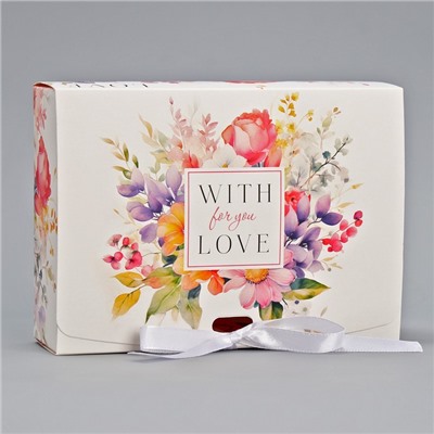 Коробка подарочная складная двухсторонняя, упаковка, «With love», 16.5 х 12 х 5 см